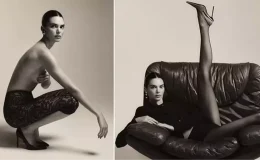 Amerikalı model Kendall Jenner, yeni moda kampanyası için üstsüz pozlar verdi